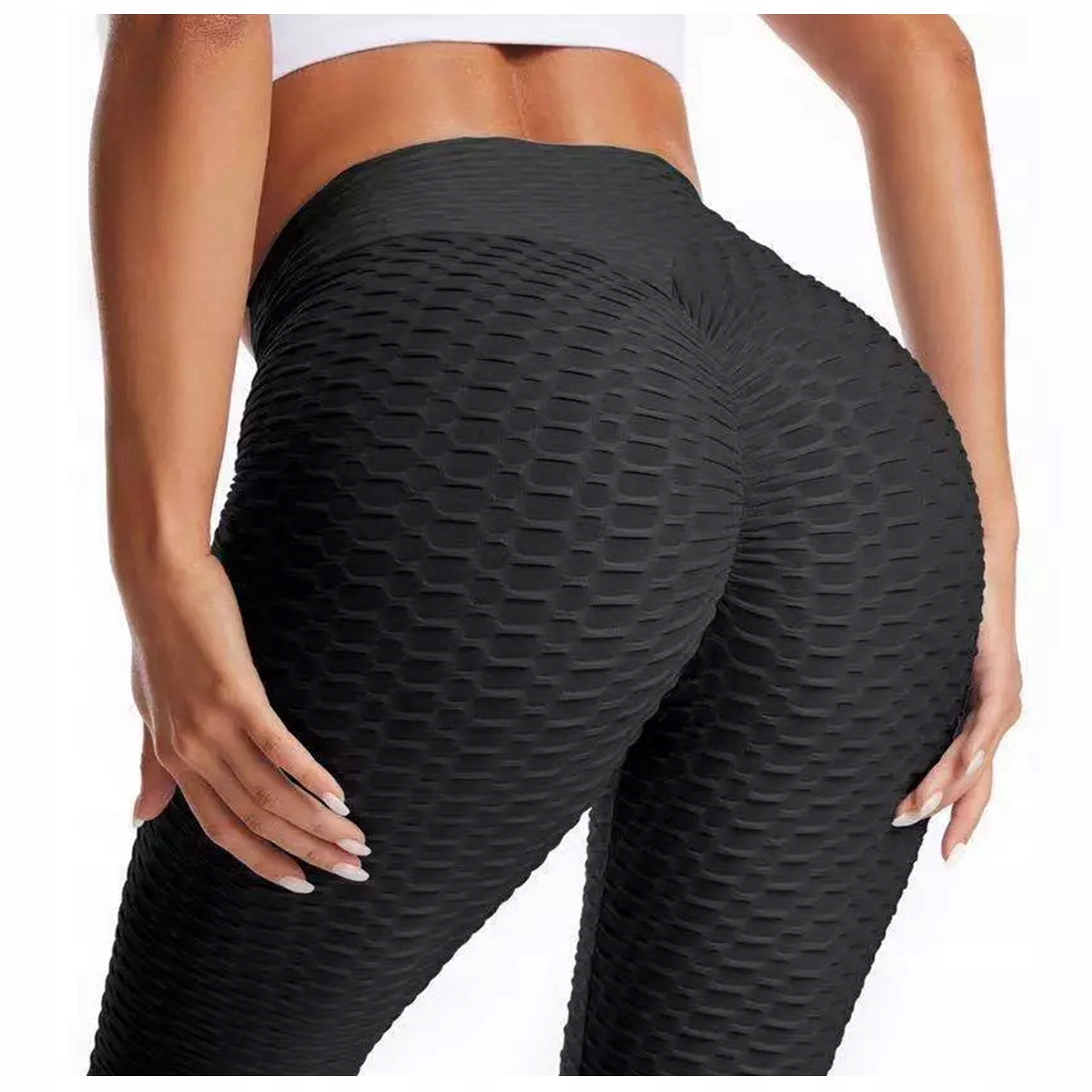 Legginsy damskie Push up Karbowane getry z Wysokim Stanem leginsy sportowe