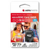Karty pamięci - AgfaPhoto MicroSDXC Class 10 + Adapter 64GB (10582) - miniaturka - grafika 1