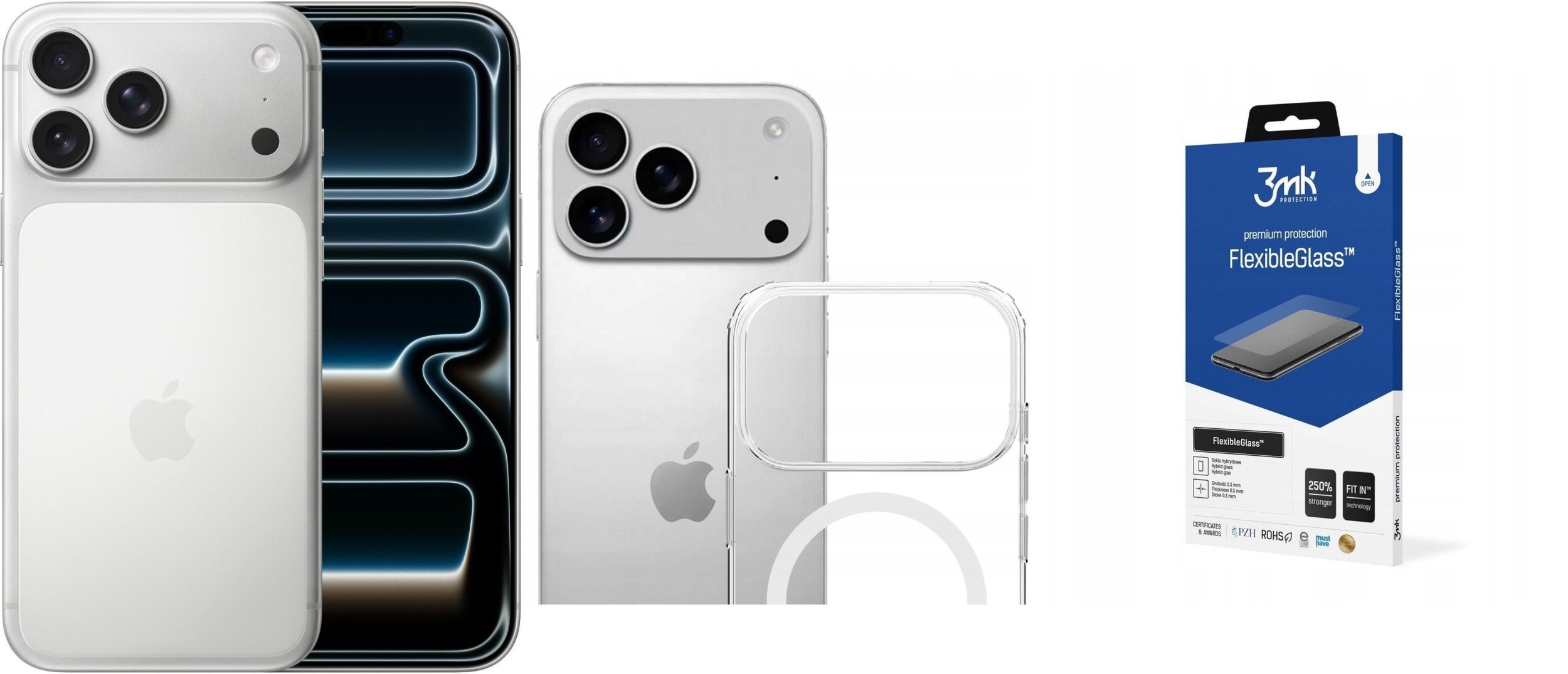 Smartfon Apple iPhone 17 Pro Max 256GB Srebrny MFYM4 + FlexibleGlass + Etui Armor MagCase