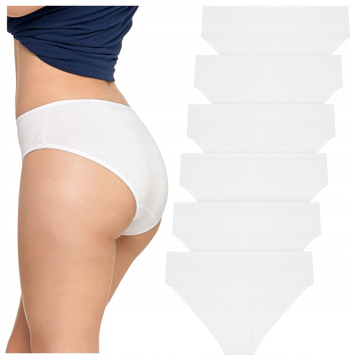 6x Klasyczne FIGI MAJTKI DAMSKIE Bawełniane z Białe Kobiece r. S