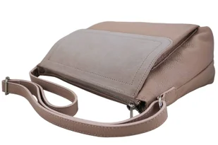 Torebka skórzana z zamszową klapką - Różowa pudrowa - Torebki damskie Torebka skórzana z zamszową klapką - Różowa pudrowa - Torebki damskie - miniaturka - grafika 6