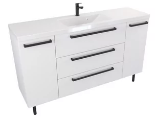 Szafka Stojąca Z Umywalką ATH 140 cm D - Biały Mat - Uchwyty Czarne Matowe - Szafki łazienkowe - miniaturka - grafika 1