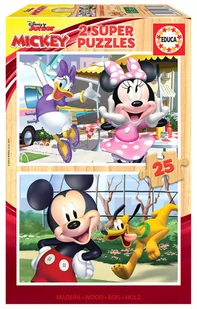 Puzzle 2x25 Myszka Miki i przyjaciele drewniane) Nowa - Puzzle - miniaturka - grafika 1