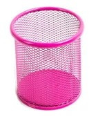 Przyborniki na biurko - LEVIATAN Kubek na długopisy siatka różowy - miniaturka - grafika 1