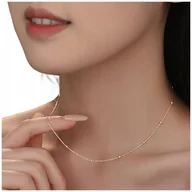 Łańcuszki - Złoty Łańcuszek Damski z Kuleczkami 42 cm Klasyczny Ankier z Kulkami SREBRO - miniaturka - grafika 1