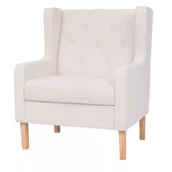 Fotele - vidaXL Fotel, materiałowy, kremowy - miniaturka - grafika 1