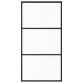Dekoratorstwo - vidaXL Drzwi przesuwne, szkło ESG i aluminium, 102x205 cm, czarne - miniaturka - grafika 1