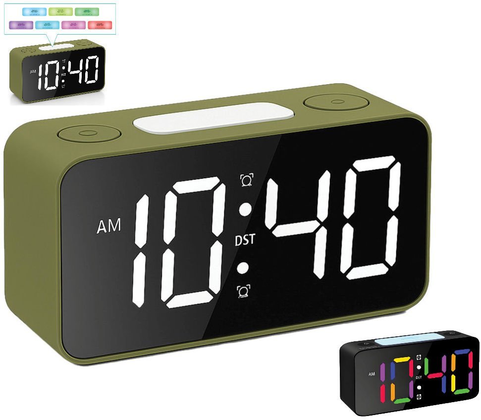 JVD Zegar budzik sieciowy LED SB2020.1 kolorowe podświetlenie 16,5x8 cm