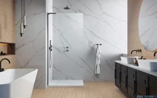 Radaway Modo SL II Brushed GunMetal kabina Walk-in 50x200 lewa szczotkowany grafit 10319054-92-01L - Kabiny prysznicowe - miniaturka - grafika 3