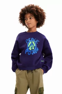 Bluzy dla chłopców - Desigual bluza bawełniana dziecięca kolor granatowy z nadrukiem - grafika 1