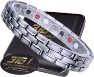 Bransolety męskie - Srebrna Zdrowotna Bransoleta Bransoletka Męska Magnetyczna Mocna Oryginał - miniaturka - grafika 1