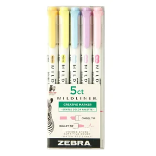 Zakreślacze Zestaw Gentle Zebra Mildliner 5 kolorów - Zakreślacze - miniaturka - grafika 1