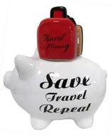 Skarbonki - Skarbonka Biała Świnka Na Podróż Wycieczkę Prezent - miniaturka - grafika 1