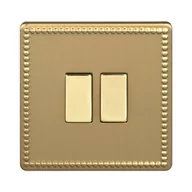 Wyłączniki światła i elektryczne - VARILIGHT OLD Włącznik podwójny JUBILEE  mosiądz szlifowany  VARILIGHT OLD - miniaturka - grafika 1