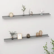 Półki do salonu - vidaXL vidaXL Półki ścienne, 2 szt., szare, 115x9x3 cm - miniaturka - grafika 1