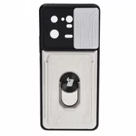 Etui i futerały do telefonów - Bizon Etui Case Camshield Card Slot Ring do Xiaomi 13 Pro, białe - miniaturka - grafika 1