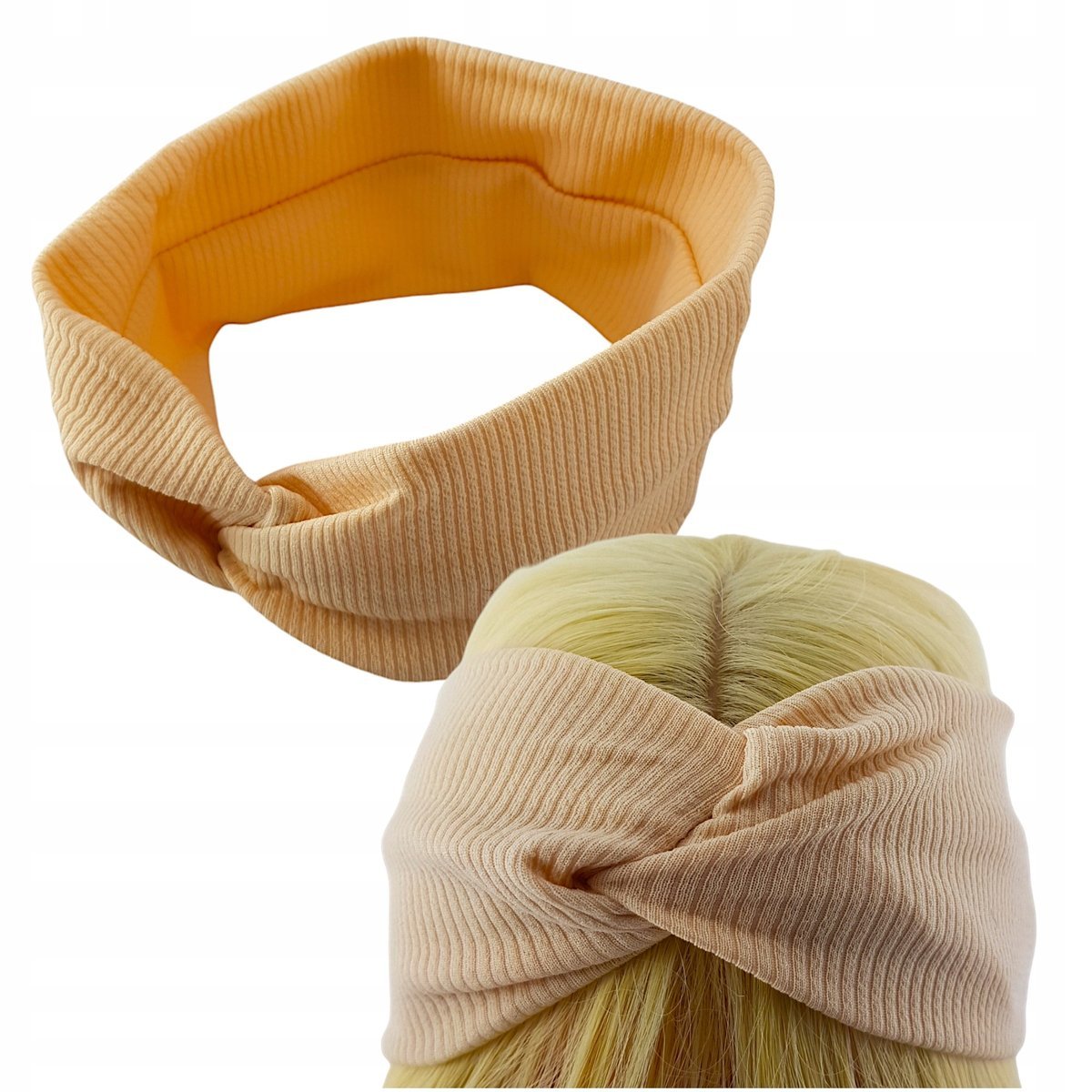 MATERIAŁOWA OPASKA DO WŁOSÓW Turban z węzłem BEŻOWA