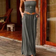 Sukienki - Sukienka bez ramiączek - Szary XS - miniaturka - grafika 1