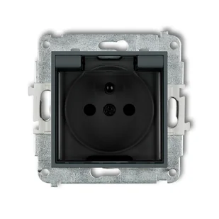 Karlik Gniazdo pojedyncze z uziemieniem IP44 grafit 28MGPB-1zdp - Gniazdka elektryczne - miniaturka - grafika 1