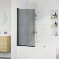 Parawany nawannowe - VidaXL Ścianka prysznicowa do kąpieli Czarny 68 x 130 cm Szkło hartowane - miniaturka - grafika 1