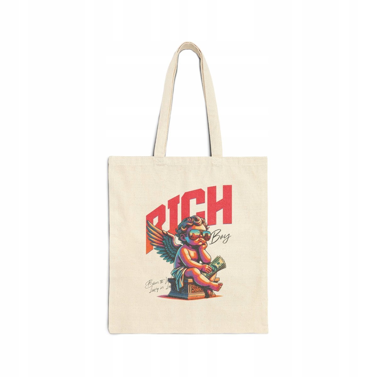 Torba Bawełniana RICH BOY Śmieszny Prezent dla Niego Chłopaka CZARNA/ECRU