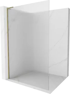 Mexen Kioto L ścianka prysznicowa Walk-in 80 x 200 cm, prążki, złota - 800-080-103-50-09 - Ścianki i drzwi prysznicowe - miniaturka - grafika 1