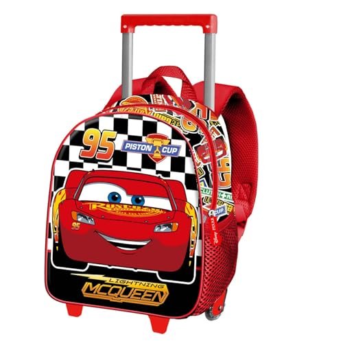 Disney Cars 3 Racer mały plecak 3D z kółkami, czerwony, 26 x 34 cm, pojemność 7 l, Czerwone samochody 3, Jeden rozmiar, Mały plecak 3D z kółkami