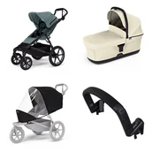 Wózki dziecięce - Wózek miejski Thule Urban Glide 4-wheel Mid blue + Bassinet Soft beige SET 4in1 - miniaturka - grafika 1