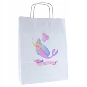 Akcesoria do pakowania - Torebka papierowa na urodziny z nadrukiem SYRENKA 24x10x32 dla dziewczynki - miniaturka - grafika 1