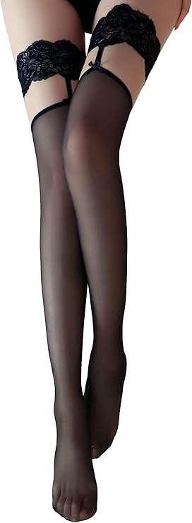 POŃCZOCHY DAMSKIE SAMONOŚNE DO UDA Z KORONKĄ 20DEN GŁADKIE ONE SIZE