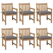 Fotele i krzesła ogrodowe - vidaXL Lumarko Krzesła ogrodowe z szarymi poduszkami, 6 szt., drewno tekowe! 3073047 - miniaturka - grafika 1