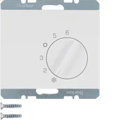 Inne akcesoria elektryczne - Berker K.1 Regulator temperatury pomieszczenia z zestykiem zmiennym i elementem centralnym, biały - miniaturka - grafika 1
