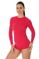Bielizna sportowa damska - Bluza termoaktywna damska Brubeck Active Wool LS12810 malinowy - miniaturka - grafika 1