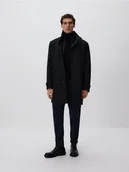 Płaszcze damskie - Reserved - Długi płaszcz z wełną - czarny - miniaturka - grafika 1