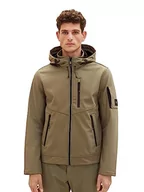 Kurtki męskie - TOM TAILOR Męska kurtka softshell z podszewką z polaru, 32097-smokey Olive Green, L - miniaturka - grafika 1