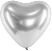 Balony i akcesoria - Balony lateksowe Serca Glossy srebrne - 30 cm - 5 szt. - miniaturka - grafika 1