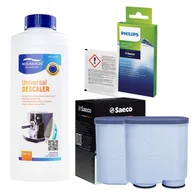 Akcesoria i części do ekspresów do kawy - Zestaw Philips Saeco - Filtr Philips Aquaclean CA6903 2szt, Uniwersalny Odkamieniacz 500ml, Philips CA6705/10 Środek do Obiegu Mleka - miniaturka - grafika 1
