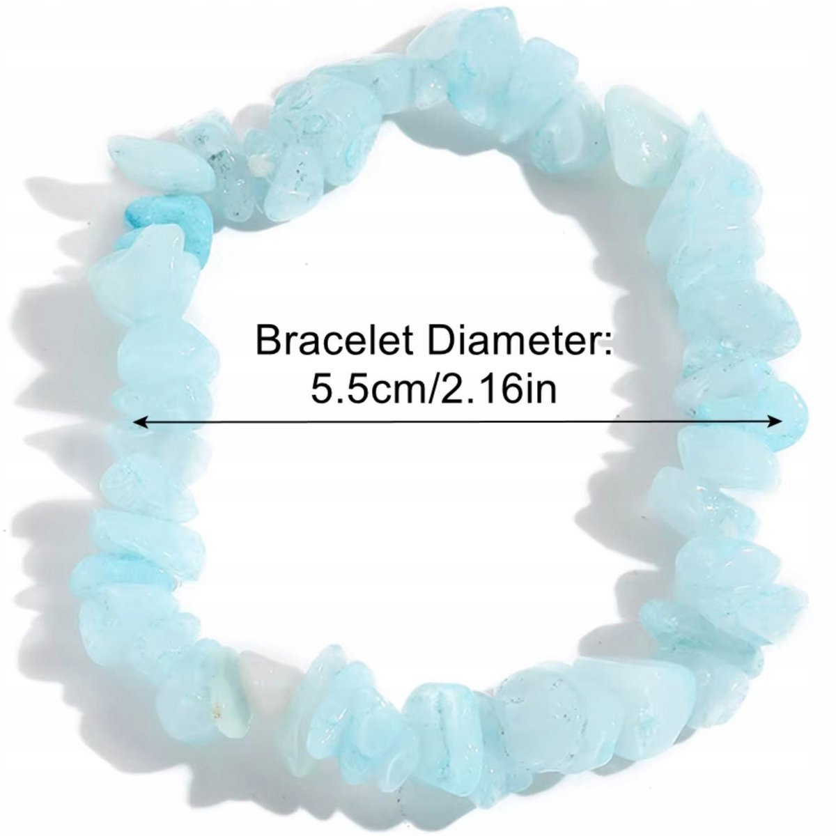 Błękitna Bransoletka Kamienie Regulowana Elastyczna Ręcznie Robiona