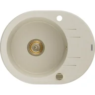 Zlewozmywaki - Mexen Kevin zlewozmywak granitowy 1-komorowy z ociekaczem 586 x 458 mm, beżowy, syfon złoty - miniaturka - grafika 1