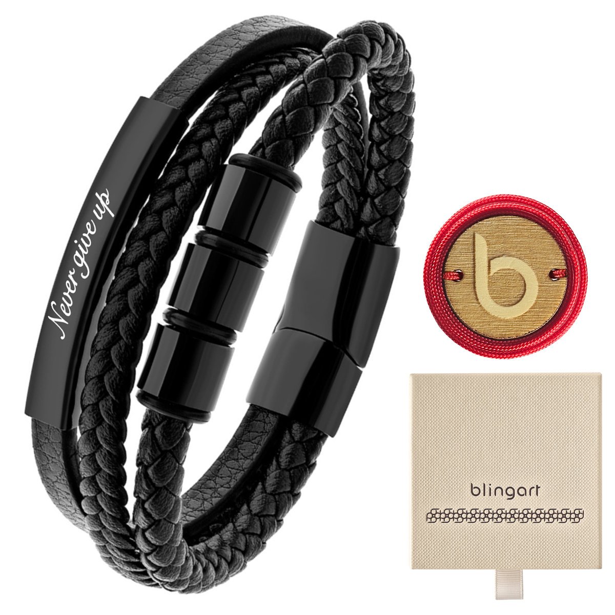 Bransoletka męska z GRAWEREM SKÓRZANA pleciona cza