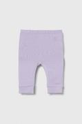 Spodnie i spodenki dla dziewczynek - United Colors of Benetton spodnie bawełniane niemowlęce kolor fioletowy gładkie - miniaturka - grafika 1