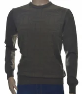 Swetry męskie - Sweter męski z bawełny elegancki bawełniany brązowy 100% bawełna 2XL XXL - miniaturka - grafika 1