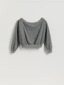 Bluzy damskie - Reserved - Bluza z odkrytymi ramionami - ciemnoszary - miniaturka - grafika 1