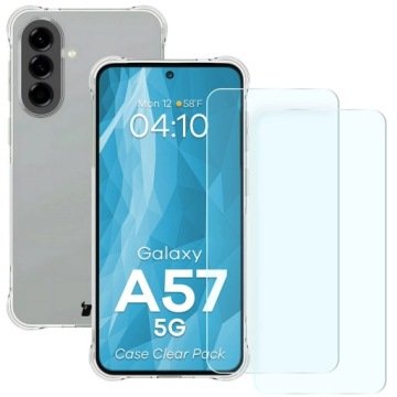 Etui 2x szkło hartowane Bizon do Galaxy A57 5G, szkiełko case zestaw