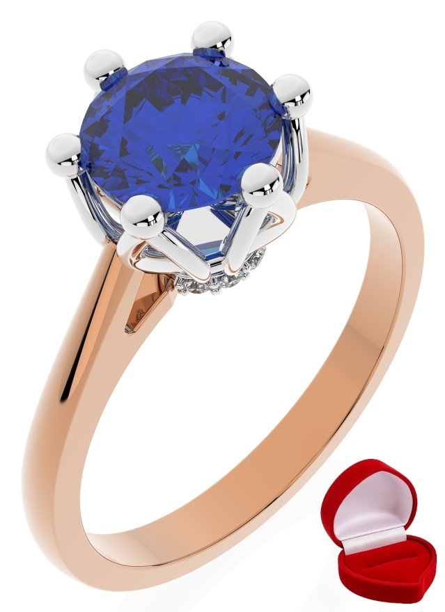 ZŁOTY PIERŚCIONEK ZARĘCZYNOWY 585 14k SZAFIR 1 ct RÓŻOWE ZŁOTO R15