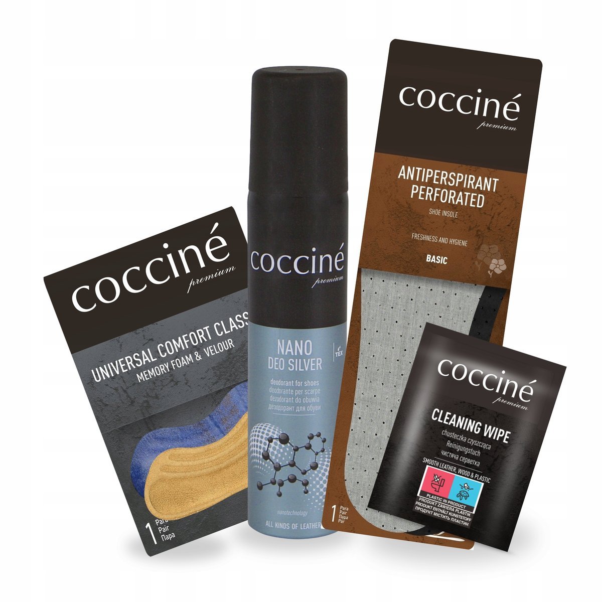Wkładki Antypotne z Dezodorantem Zapiętki Chusteczka Coccine Zestaw 4w1
