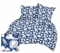 Pościel - pościel kora lux 140x200 + 1 poszewka K 274-3 liście palmy biało niebieskie - miniaturka - grafika 1