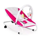 Leżaczki i huśtawki - Leżaczek bujaczek składana kołyska z zabawkami biało-różowy - miniaturka - grafika 1