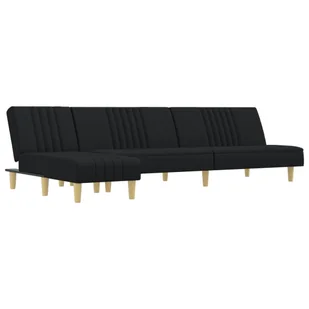 Sofa rozkładana w kształcie L, czarna, 255x140x70 - Narożniki - miniaturka - grafika 1