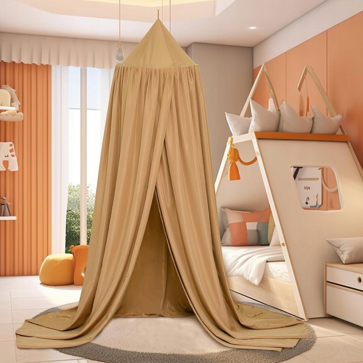 MOSKITIERA NAD ŁÓŻKO BALDACHIM SIATKA OWADY KOMARY MUCHY ZŁOTY 56x230x450cm